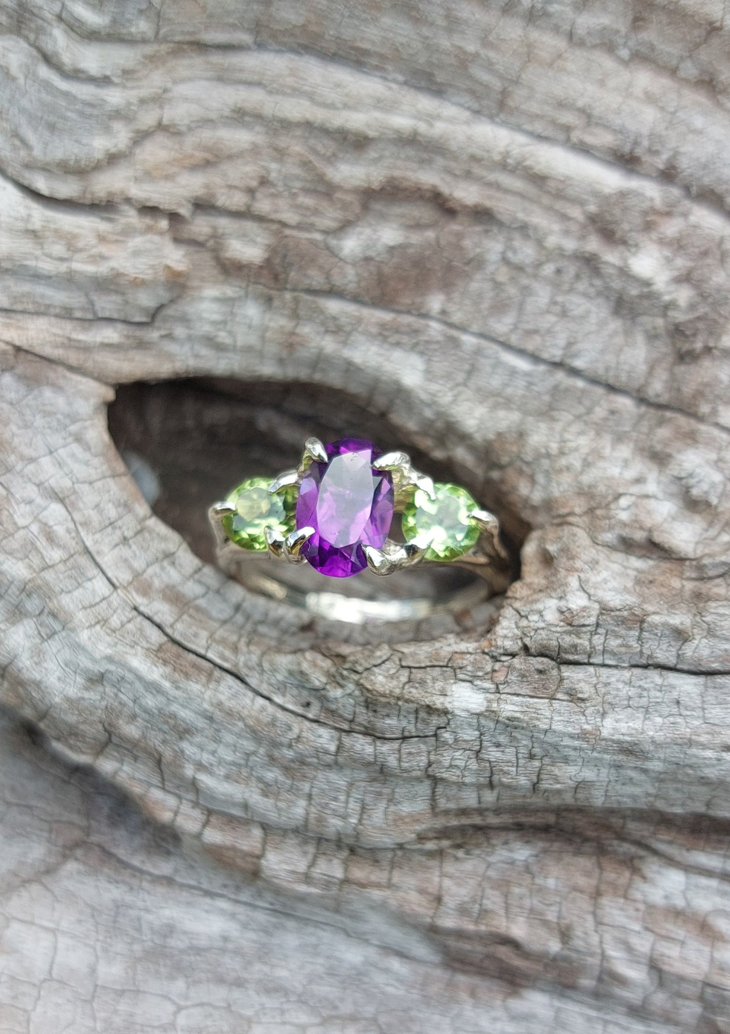 Trilogy in Argento con Ametista e Peridoti