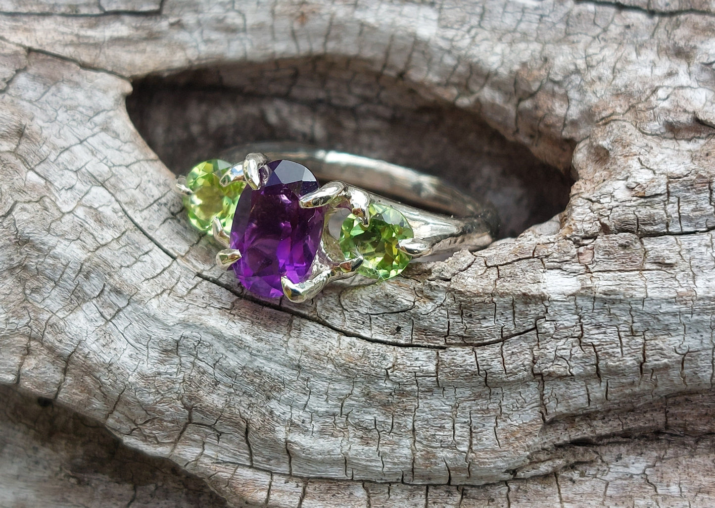Trilogy in Argento con Ametista e Peridoti