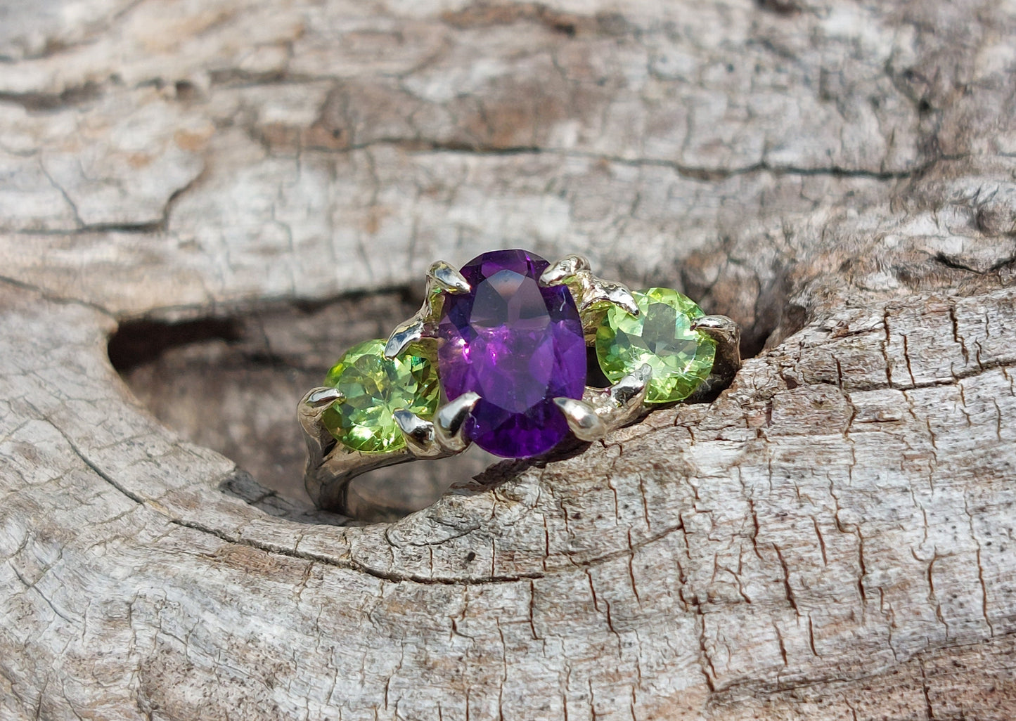 Trilogy in Argento con Ametista e Peridoti