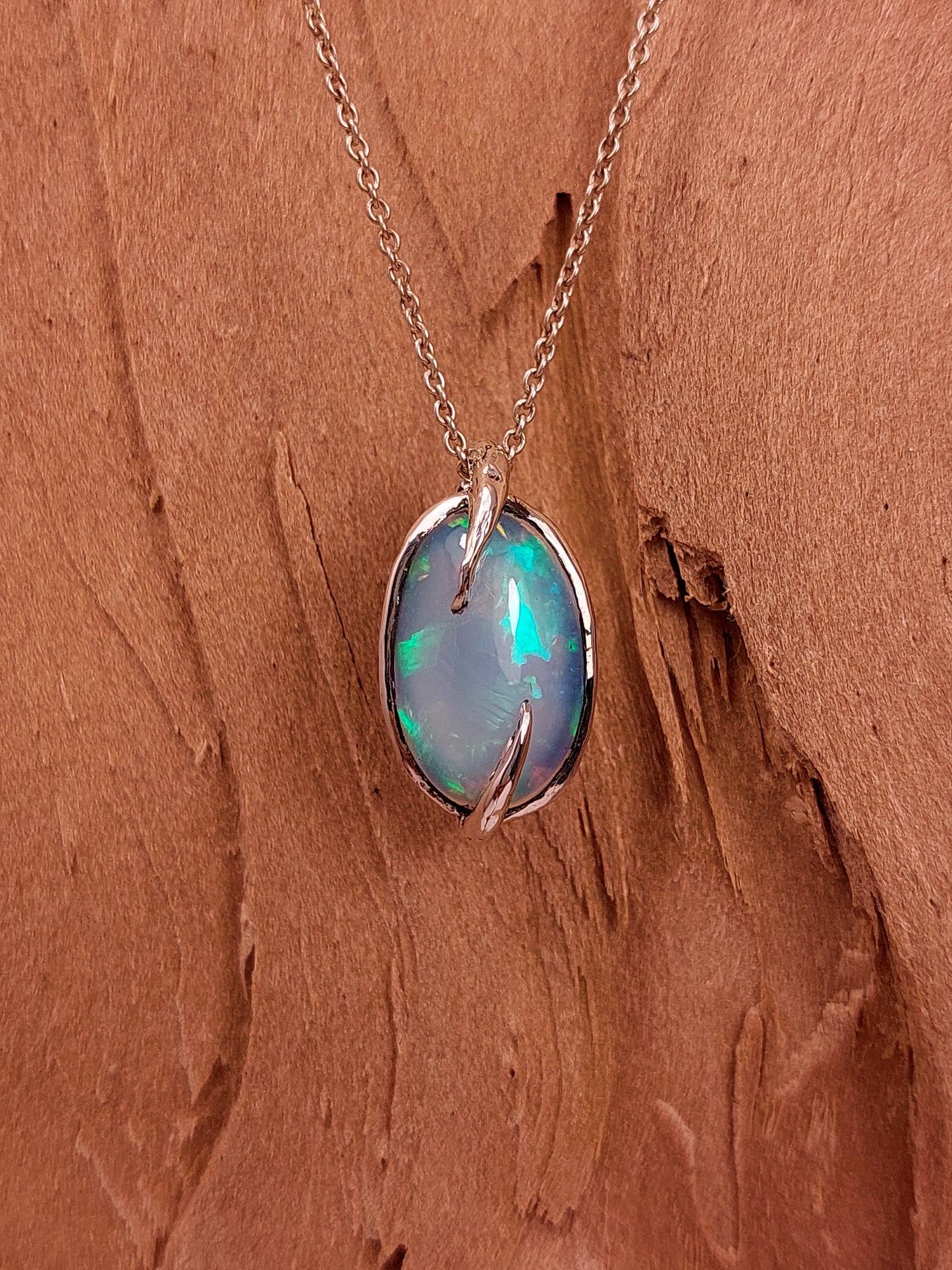 "Roots" Pendant with Oval Ethiopian Opal