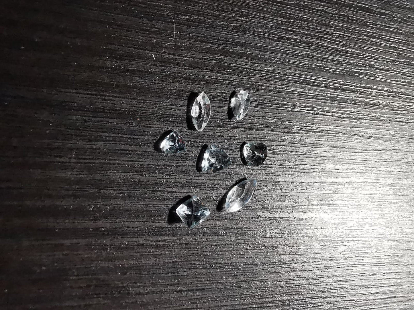 Lotto di sette Acquamarine tagli misti sfaccettati 1,34 ct totali