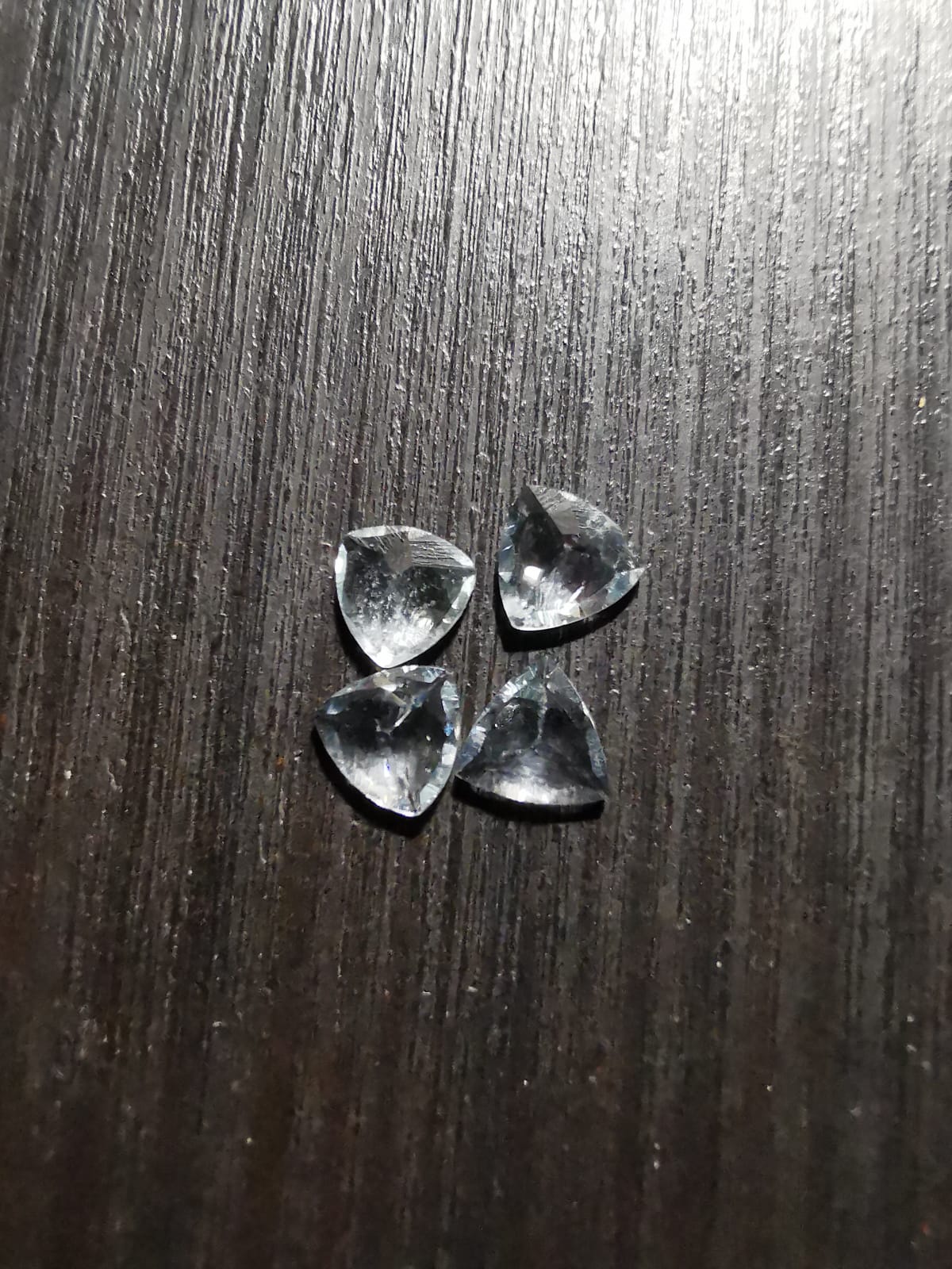 Lotto di quattro Acquamarine taglio trilliant 2,29 ct