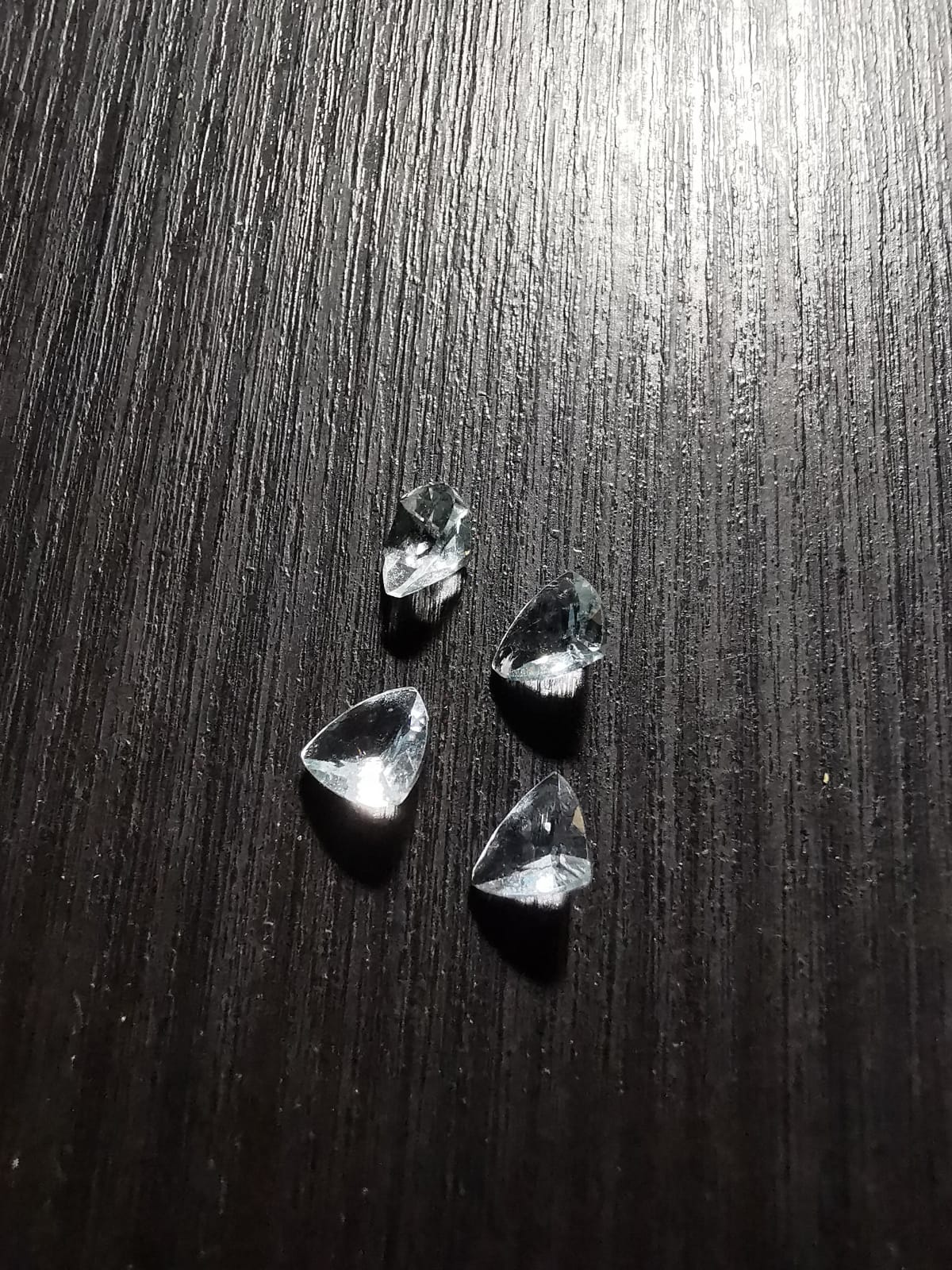 Lotto di quattro Acquamarine taglio trilliant 2,29 ct