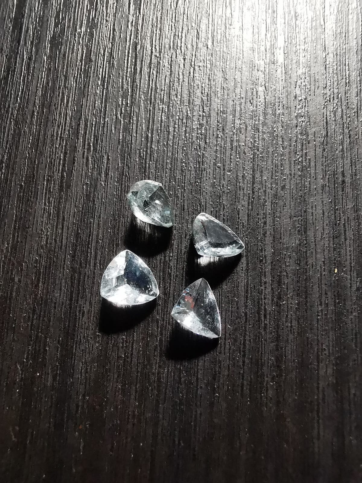 Lotto di quattro Acquamarine taglio trilliant 2,29 ct