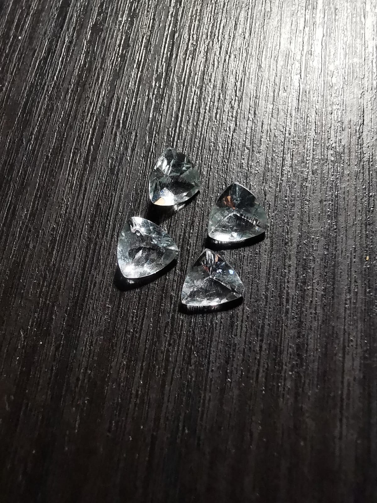 Lotto di quattro Acquamarine taglio trilliant 2,29 ct