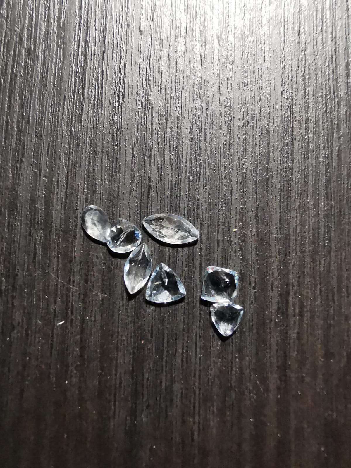 Lotto di sette Acquamarine tagli misti sfaccettati 1,34 ct totali