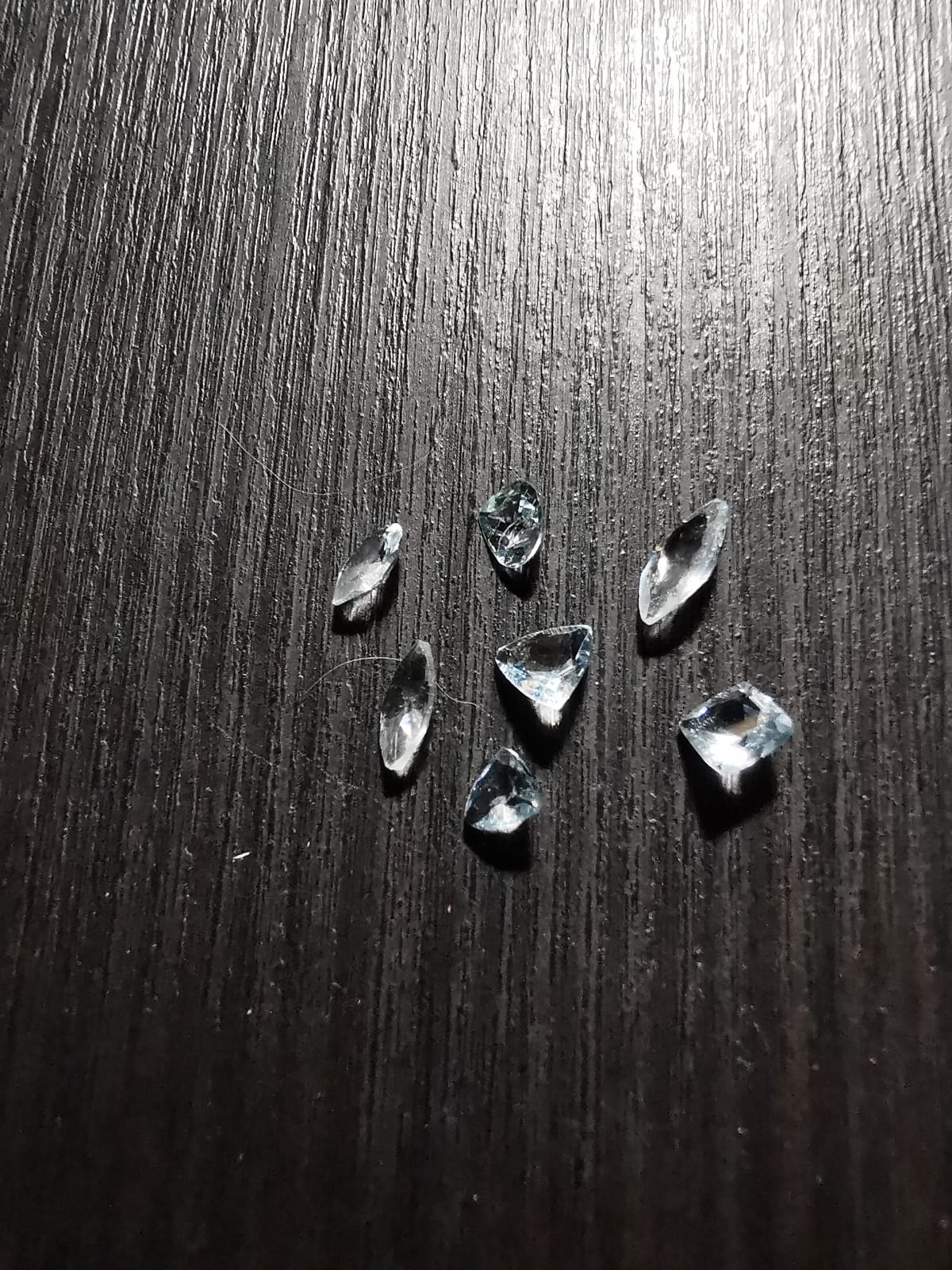 Lotto di sette Acquamarine tagli misti sfaccettati 1,34 ct totali