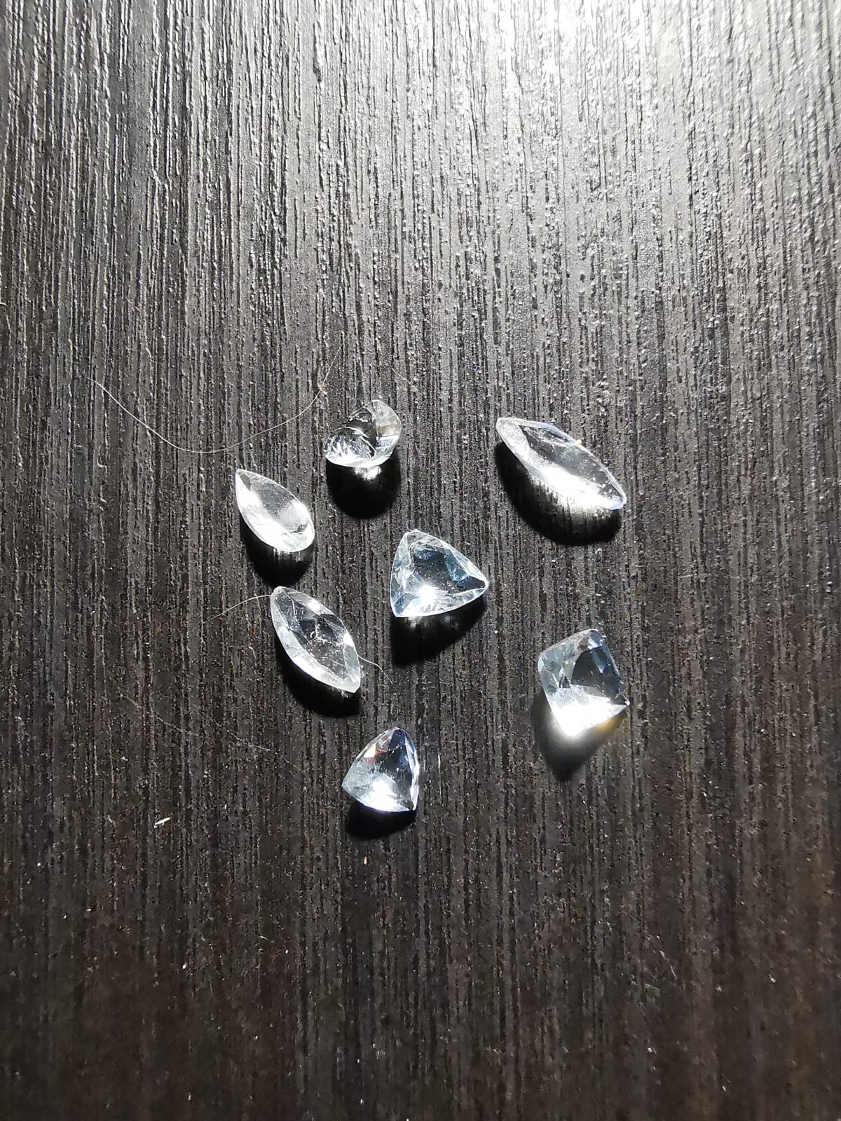 Lotto di sette Acquamarine tagli misti sfaccettati 1,34 ct totali