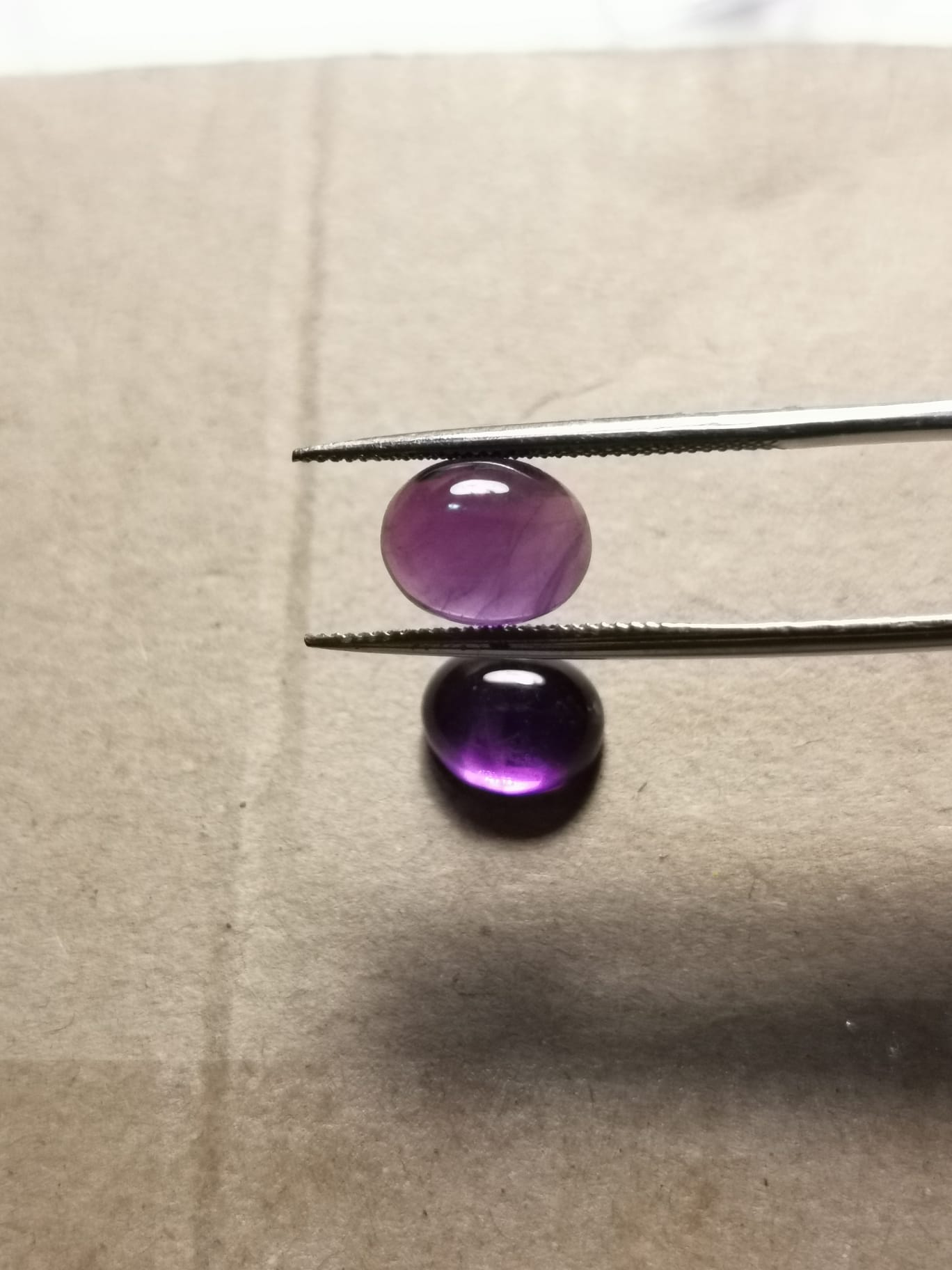 Coppia di Ametiste taglio ovale cabochon 6,50 ct totali