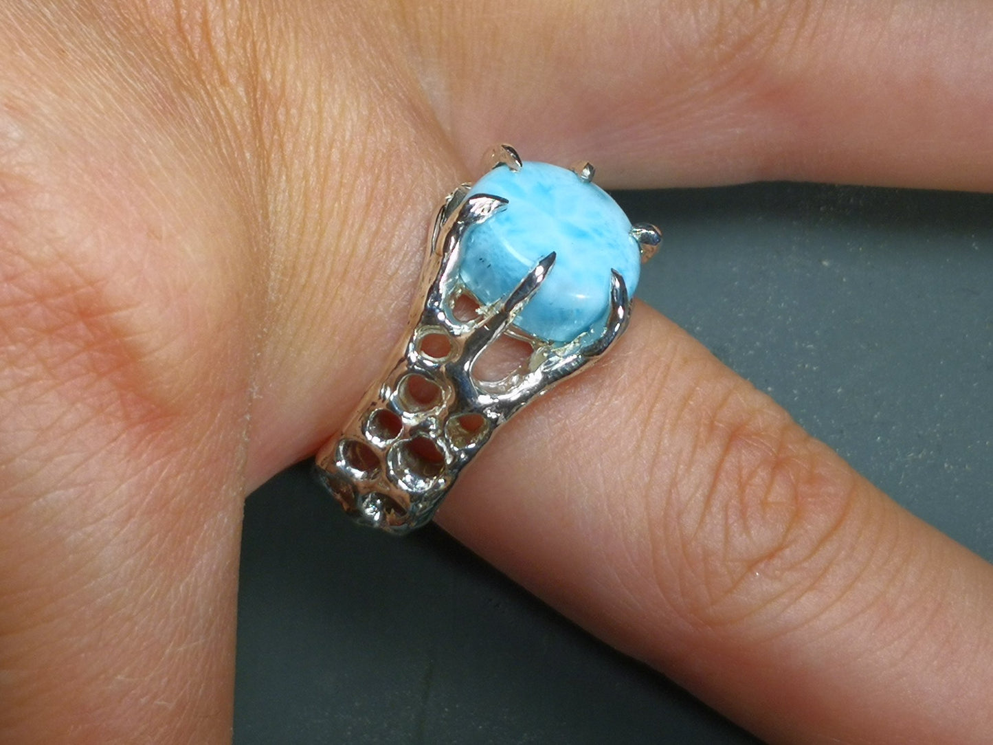 Bioband Custom in Argento con Larimar
