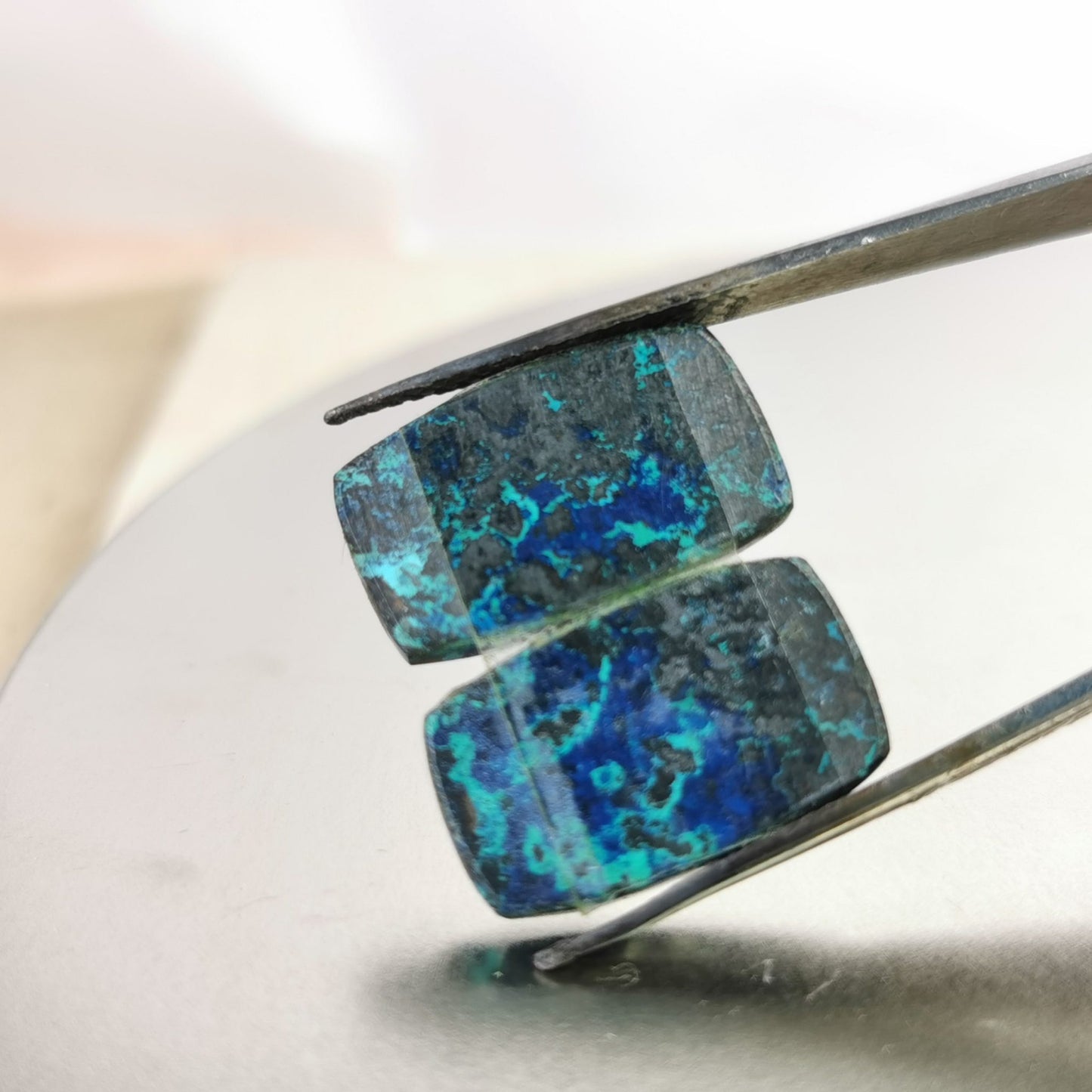 Coppia di Azzurro-Malachiti taglio cuscino cabochon 26,35 ct