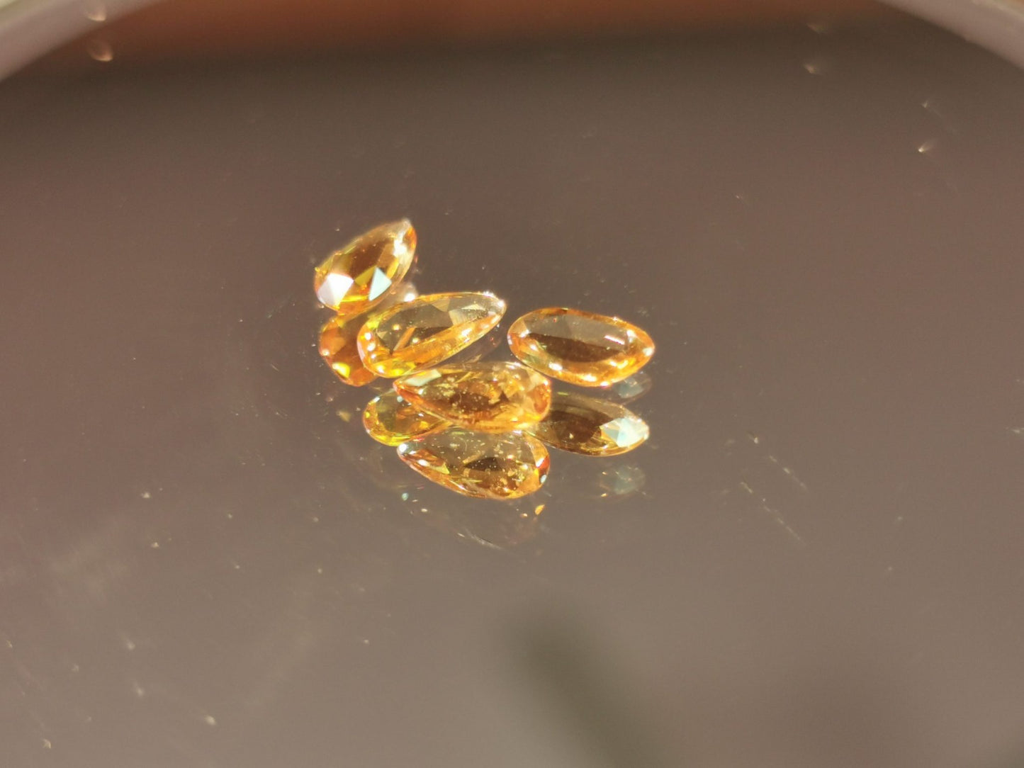 Lotto di 4 Zaffiri arancio taglio rosetta forma fancy 1,31 ct totali
