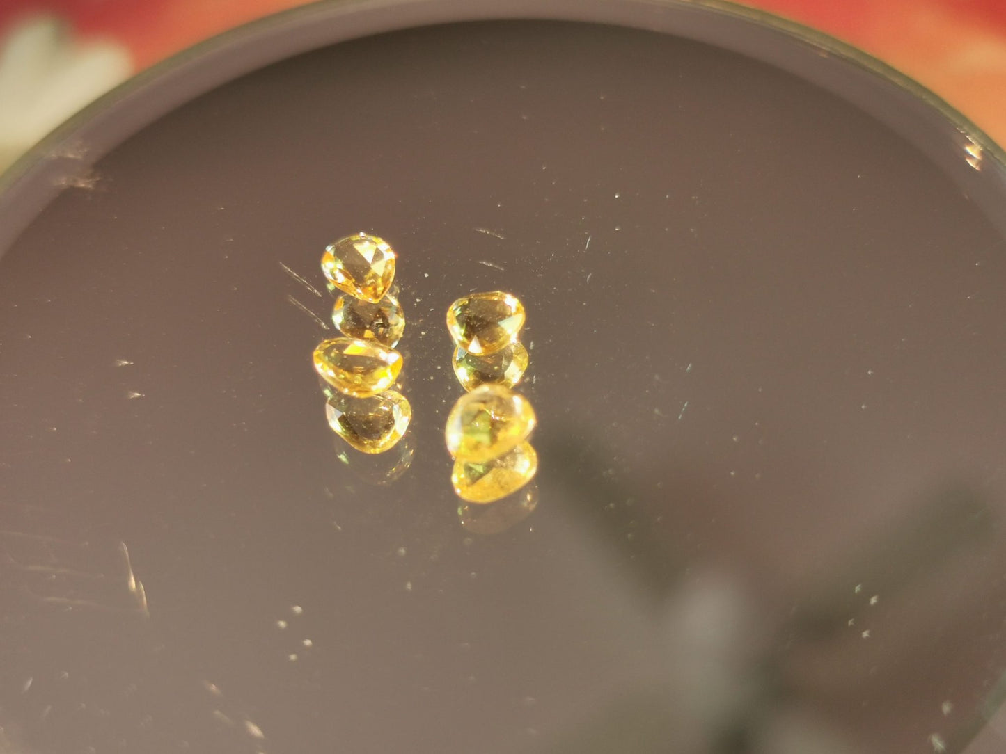 Lotto di 5 Zaffiri arancio taglio rosetta forma fancy 1,64 ct totali