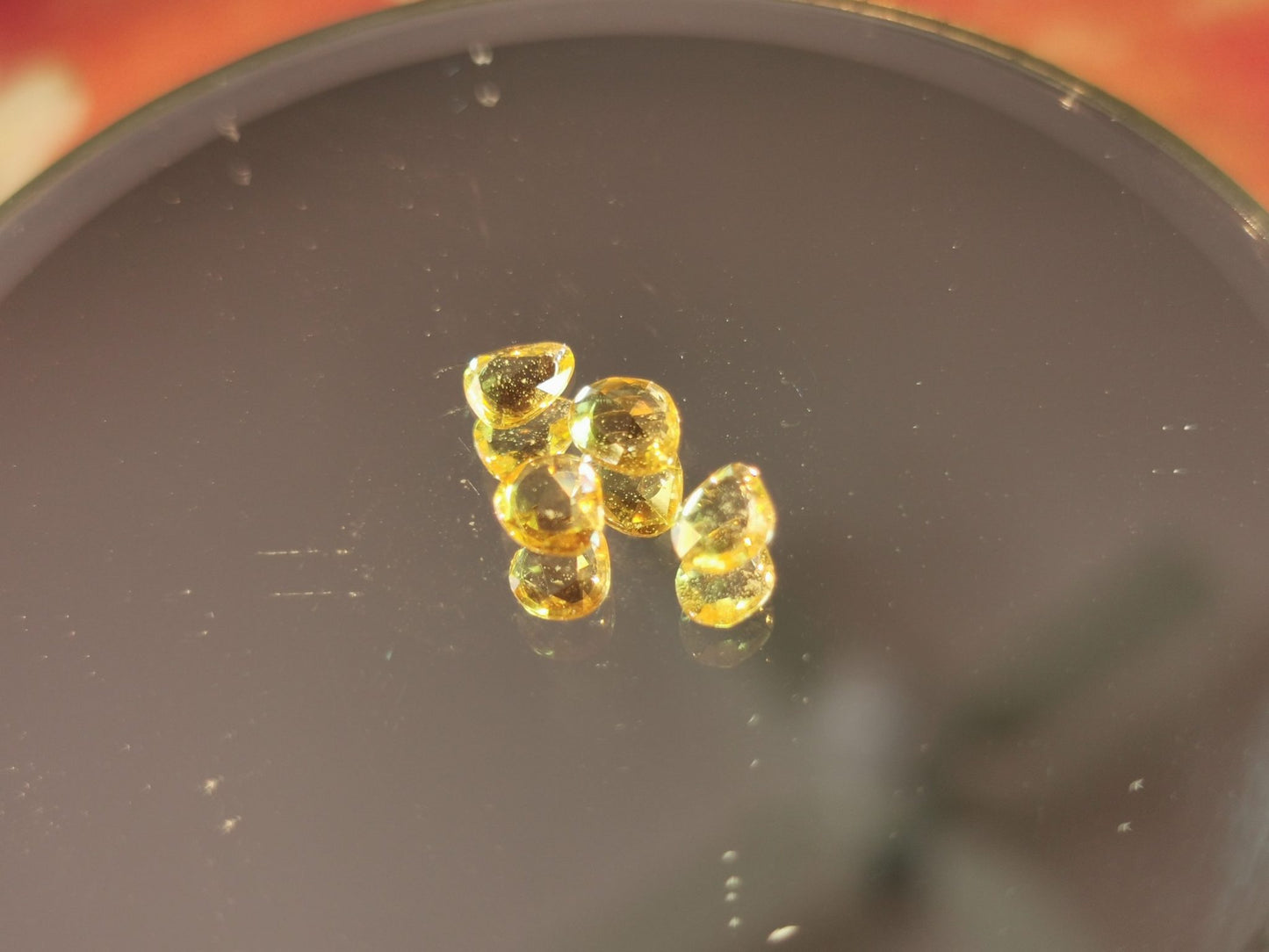 Lotto di 4 Zaffiri arancio taglio rosetta forma fancy 1,45 ct totali