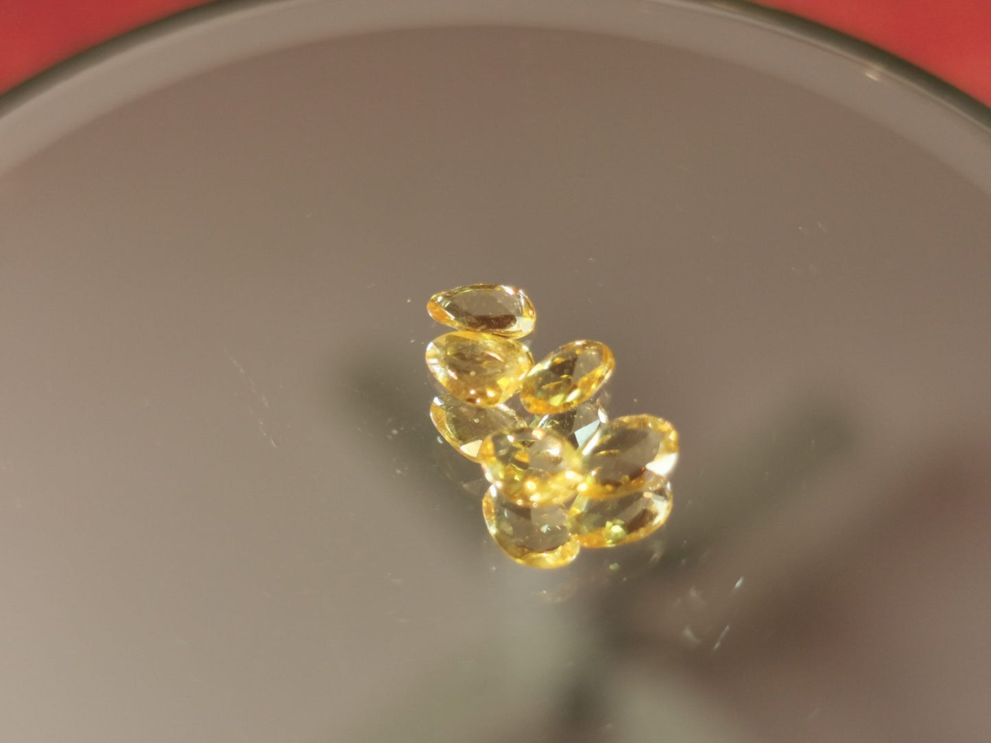 Lotto di 5 Zaffiri giallo taglio rosetta forma fancy 1,13 ct totali