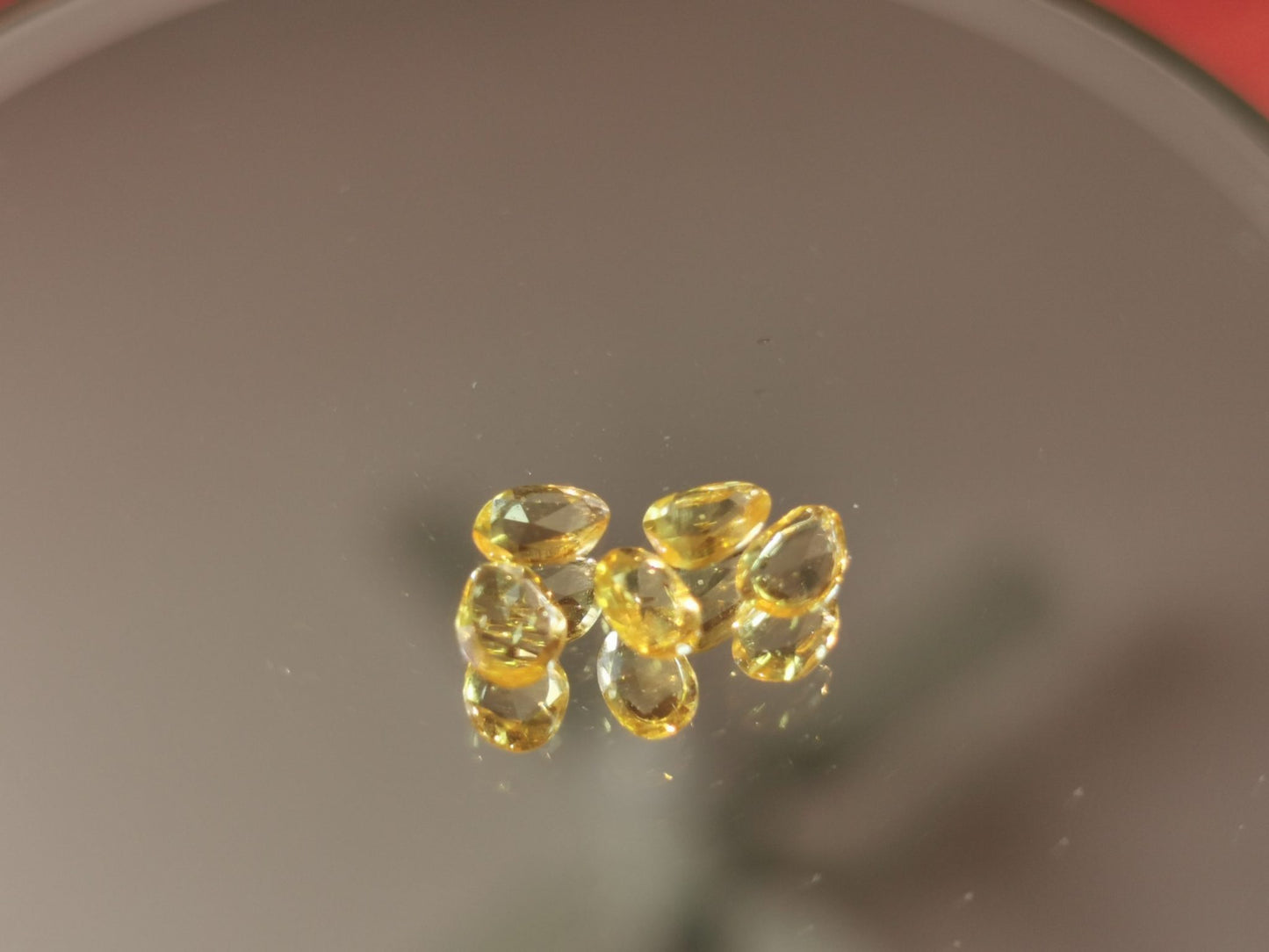 Lotto di 5 Zaffiri giallo taglio rosetta forma fancy 1,13 ct totali