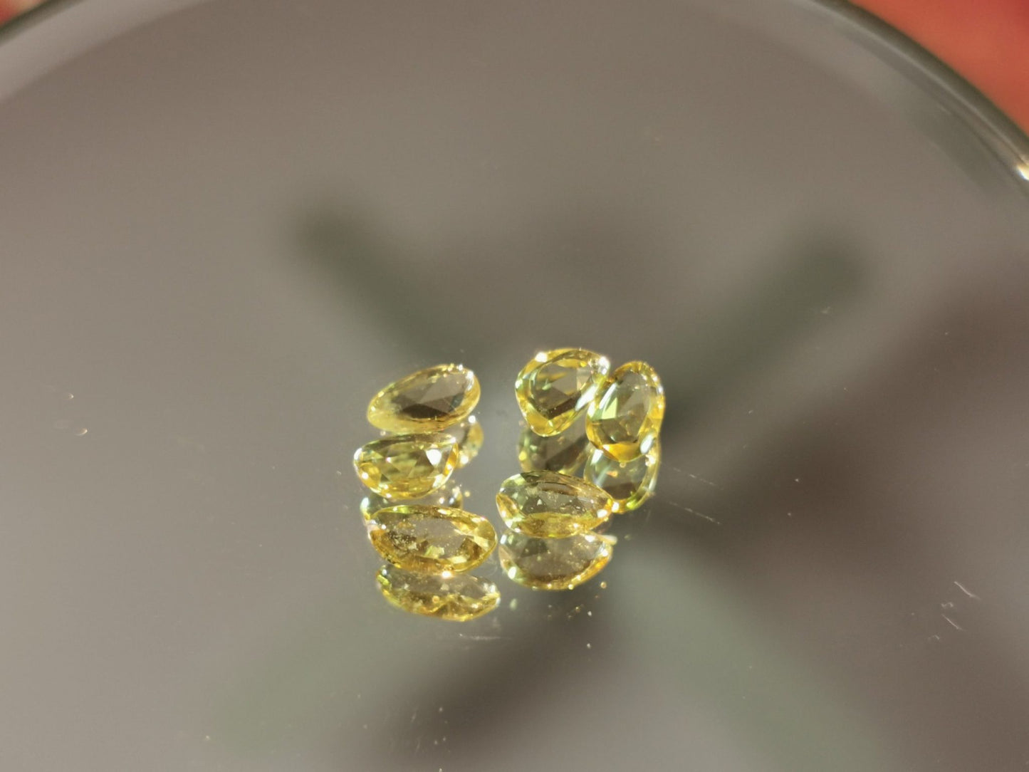 Lotto di 6 Zaffiri giallo taglio rosetta forma fancy 1,51 ct totali