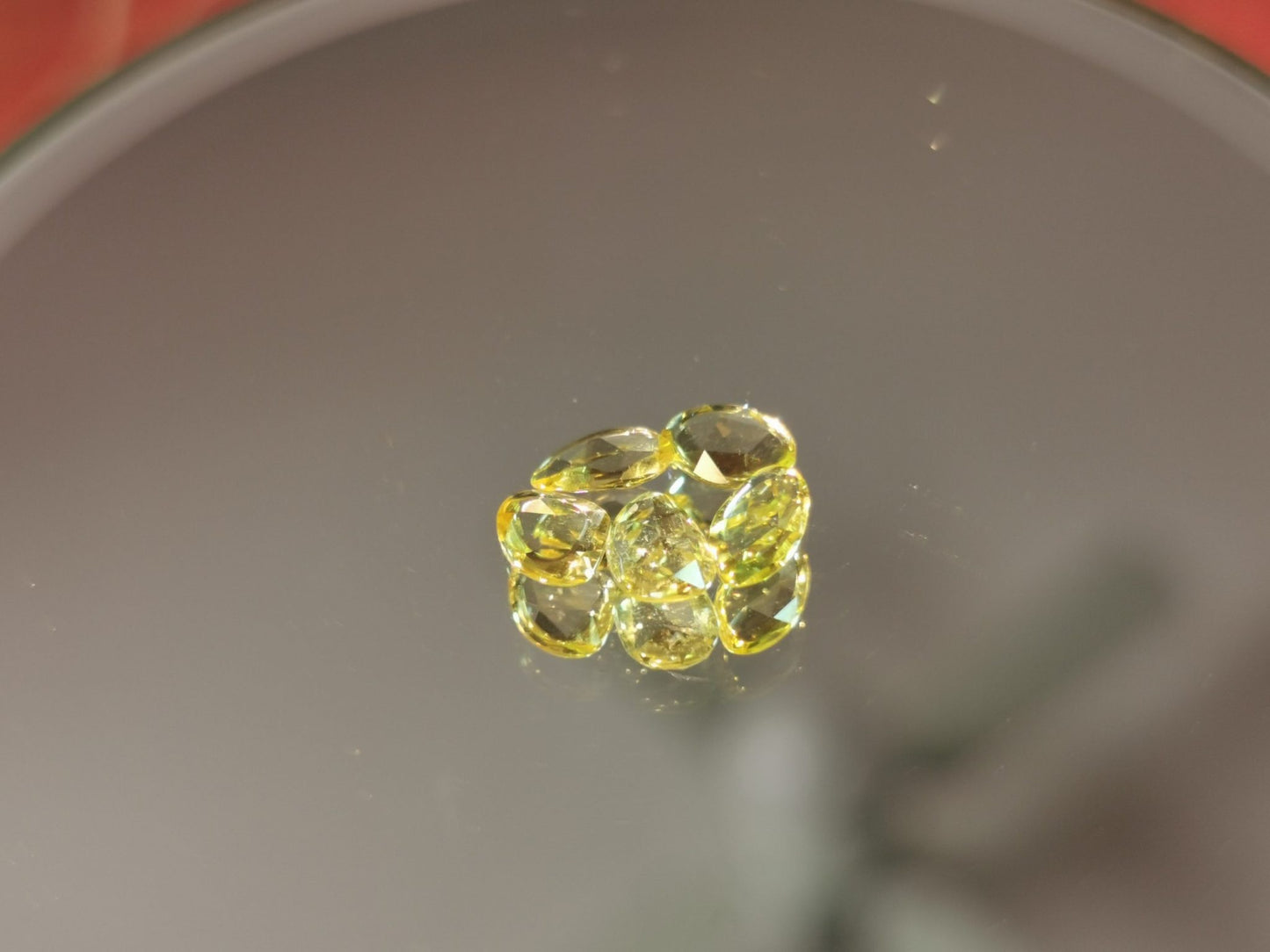 Lotto di 5 Zaffiri giallo taglio rosetta forma fancy 1,39 ct totali
