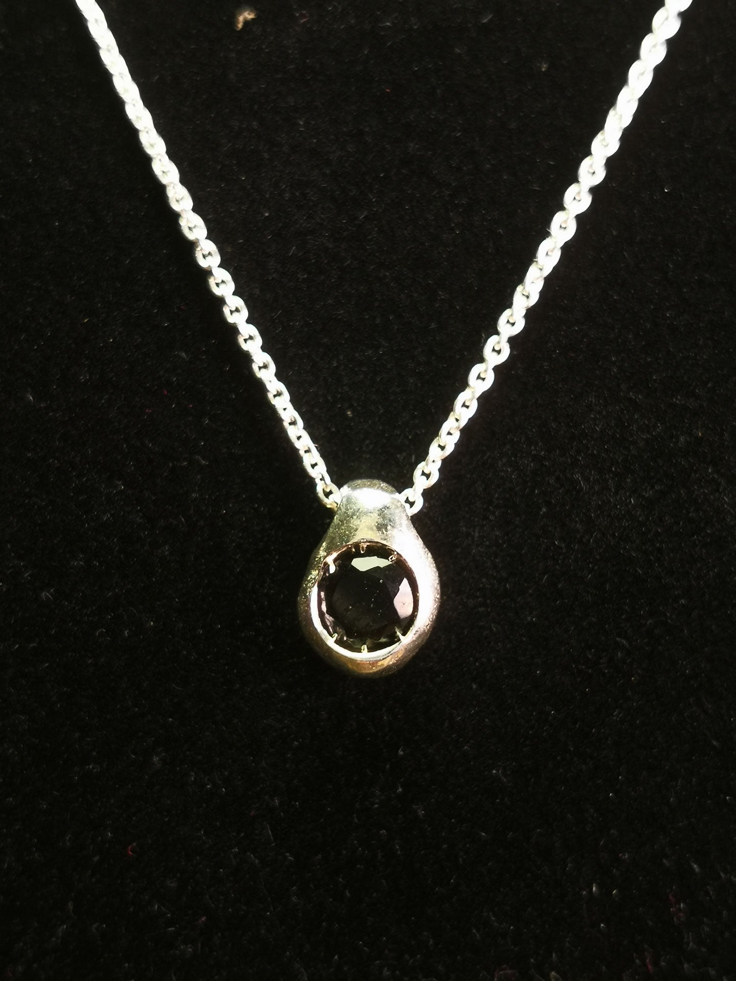 Ciottolo in Argento con Onice Nero Tondo