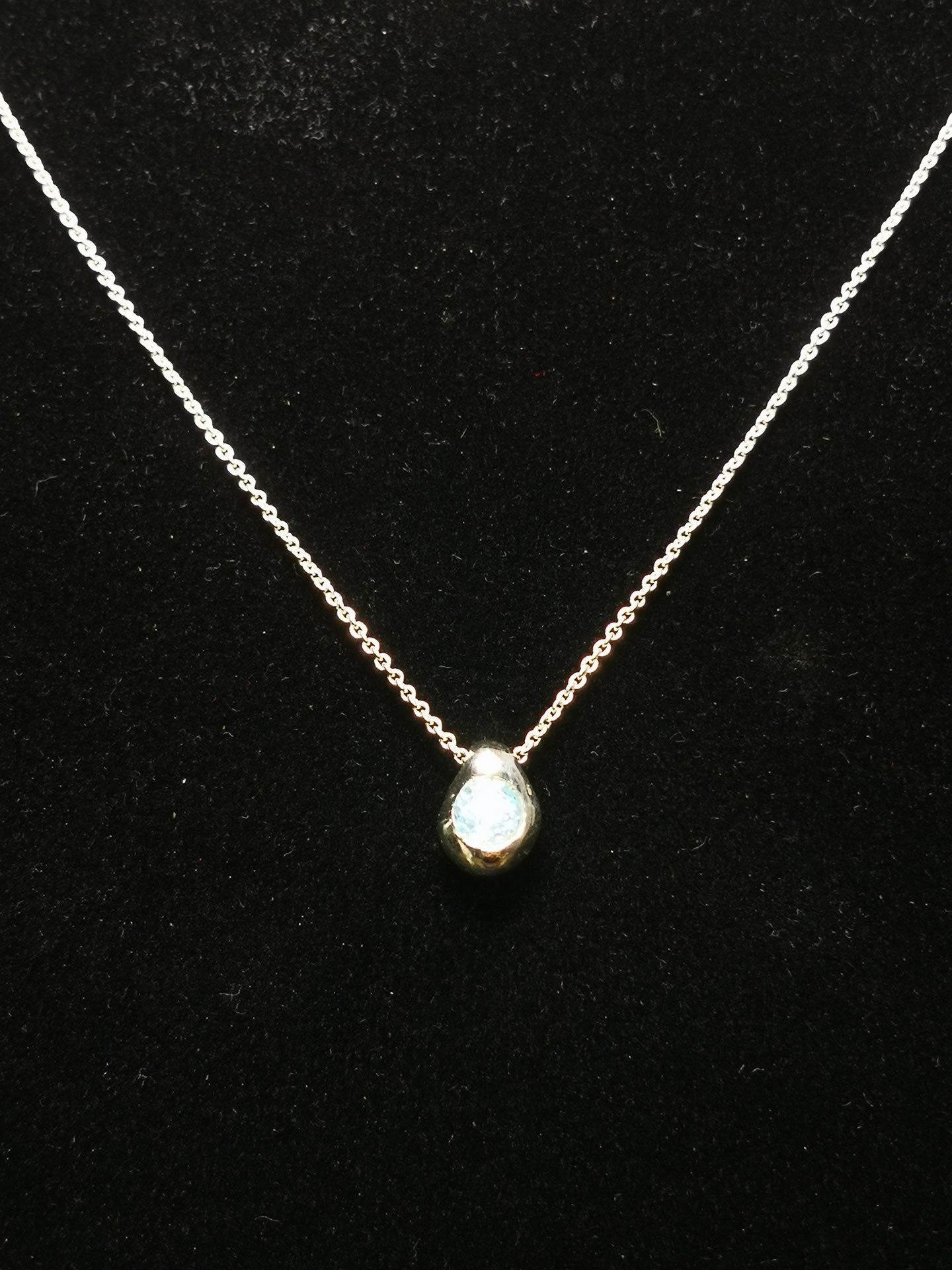 Ciottolo in Argento con Topazio Sky Blue Tondo