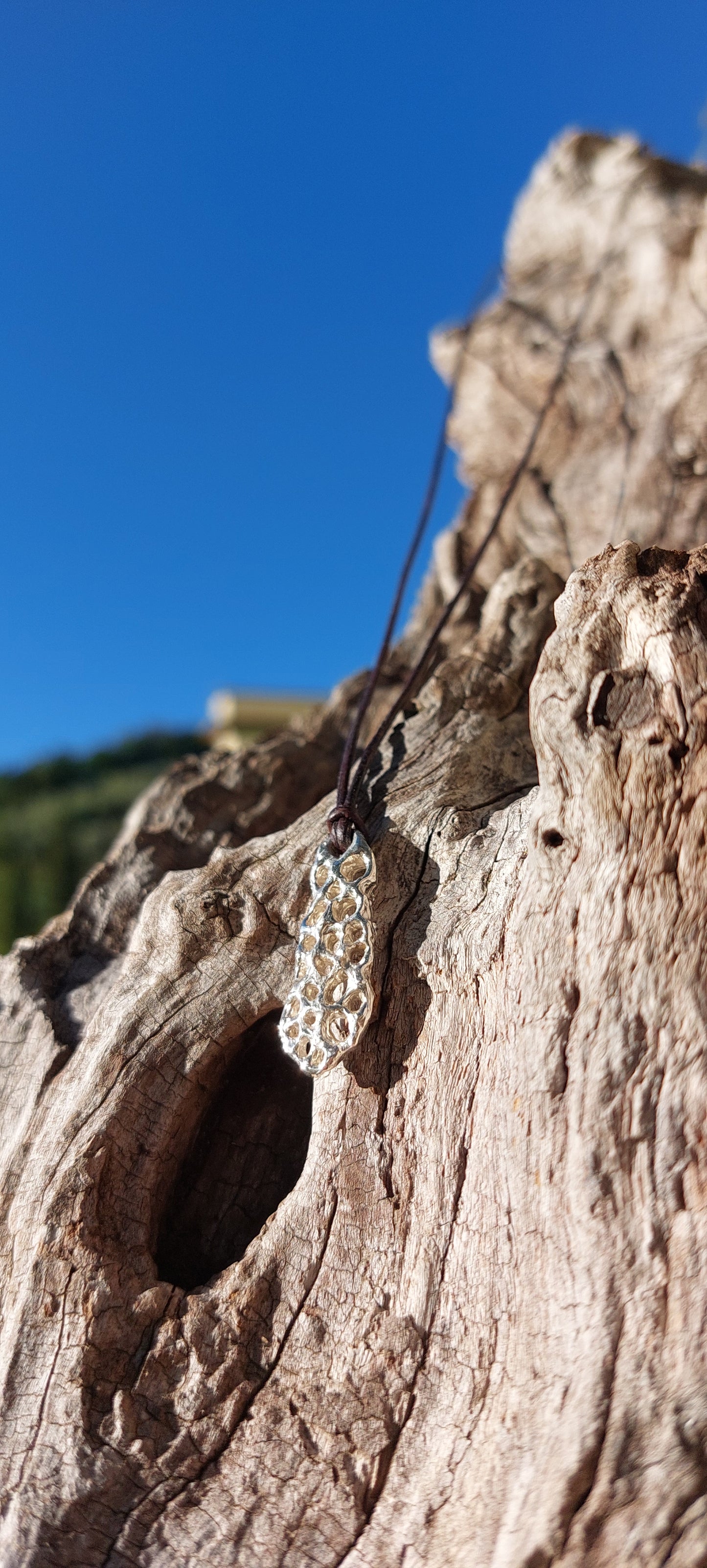 BioCharm in argento con cordino di Cuoio