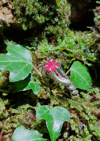 Anello "Torchon"con Rubino (Naturale, Trattato) taglio rotondo