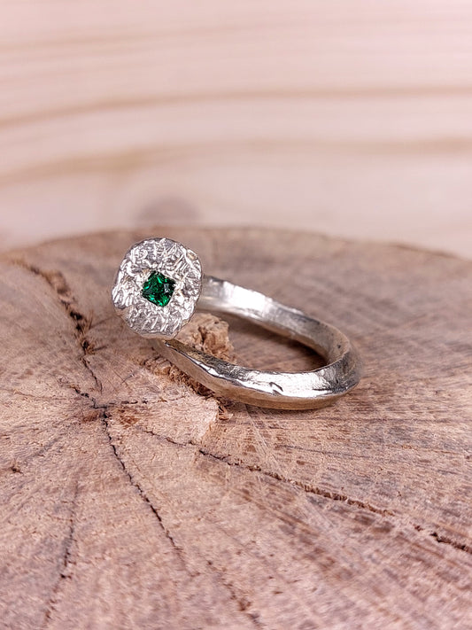 Anello "Chiodo Antico" Con Tormalina Verde Taglio Princess