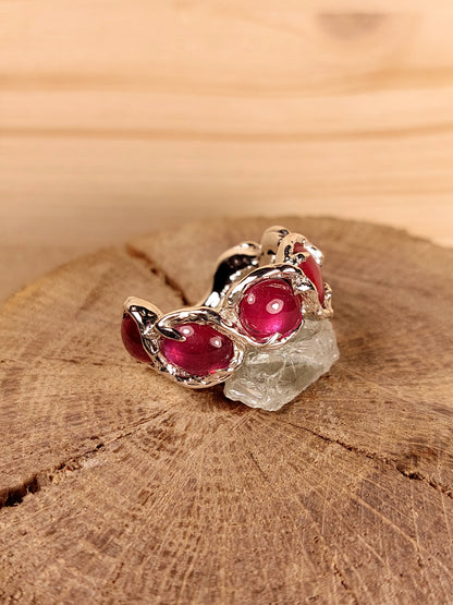 Anello a Giro con Rubini Cabochon Rosati