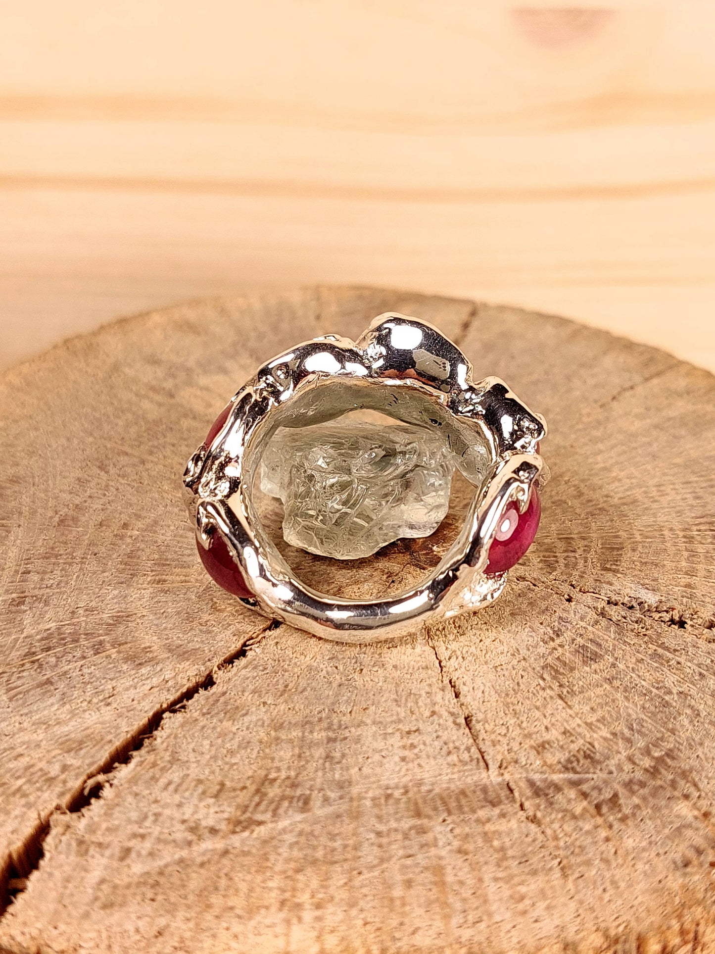 Anello a Giro con Rubini Cabochon Rosati
