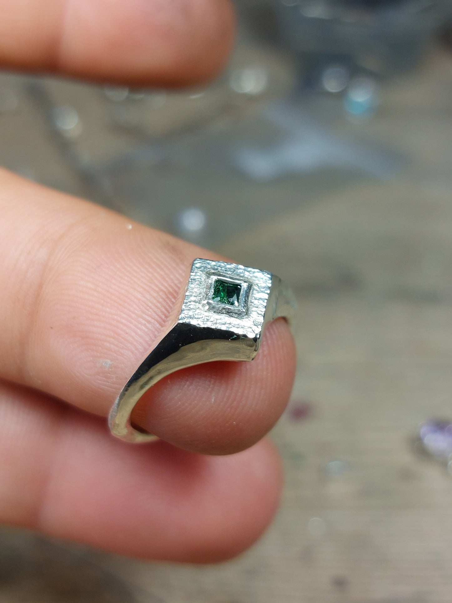 Anello a Sigillo con Tormalina Princess Cut
