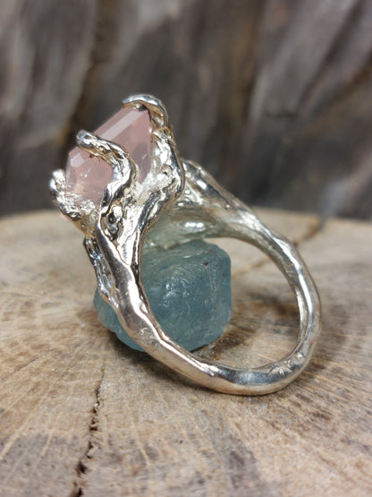 Anello in argento con Quarzo Rosa – Radici d’Argento