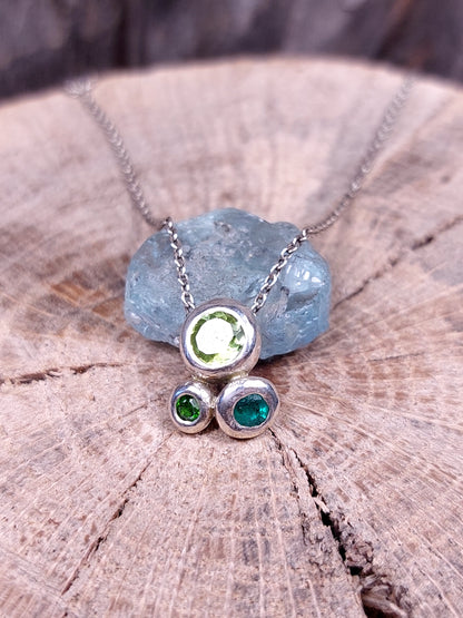 "Ciottoli" In argento con Peridoto, Smeraldo e Diopside