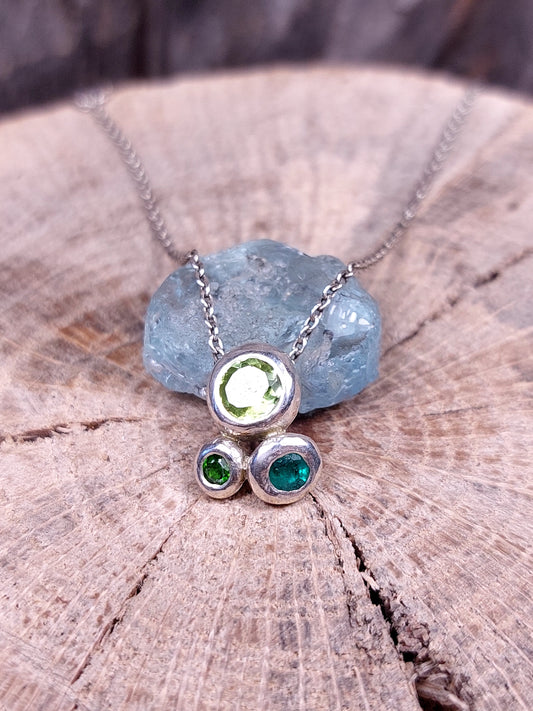 "Ciottoli" In argento con Peridoto, Smeraldo e Diopside