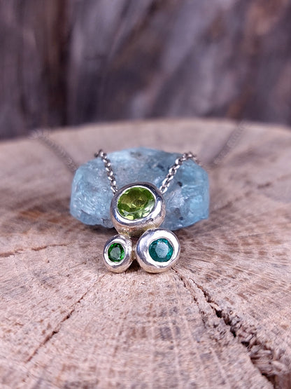 "Ciottoli" In argento con Peridoto, Smeraldo e Diopside