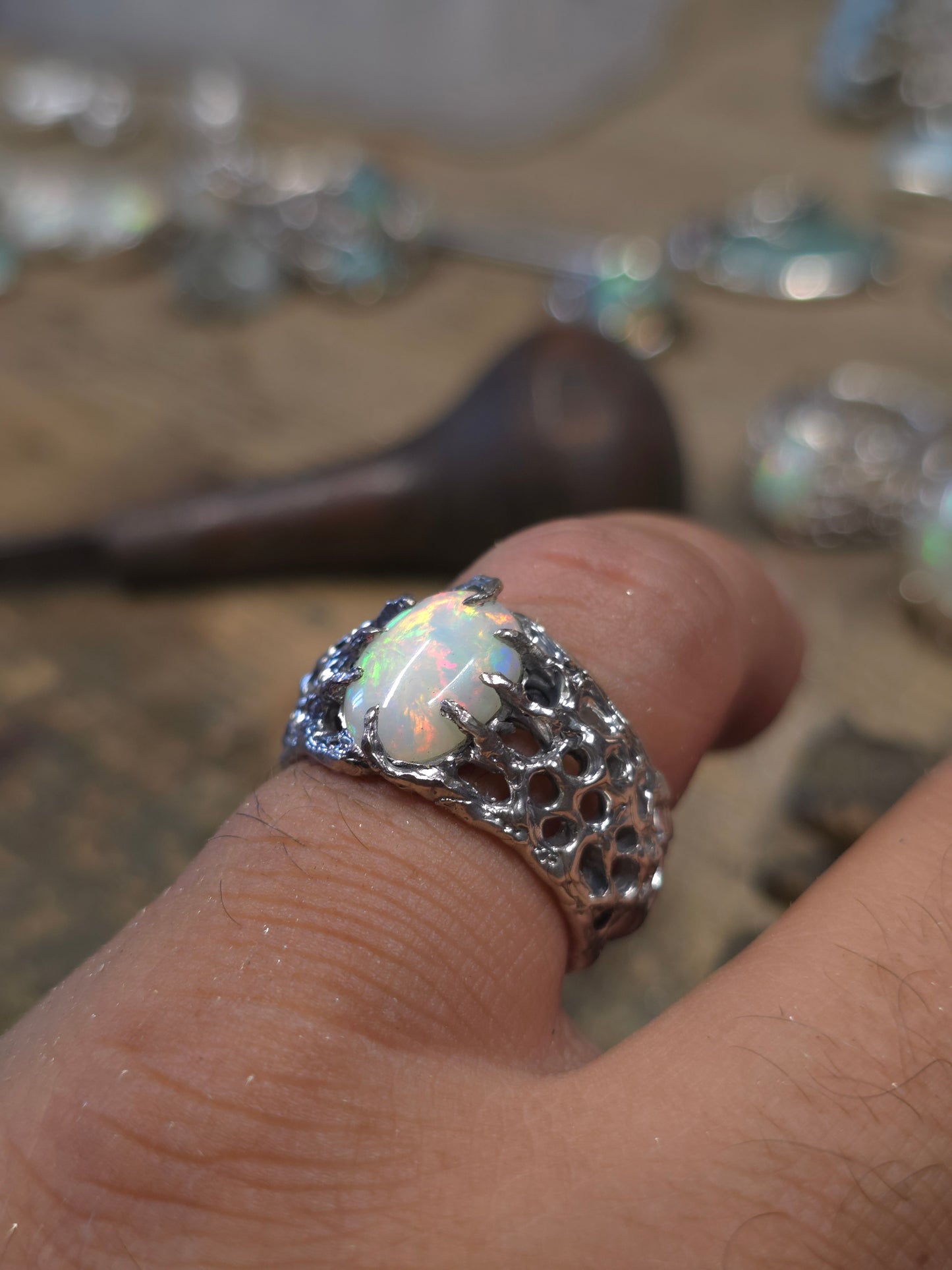 Custom "BioBand" Ring with London Blue Topaz