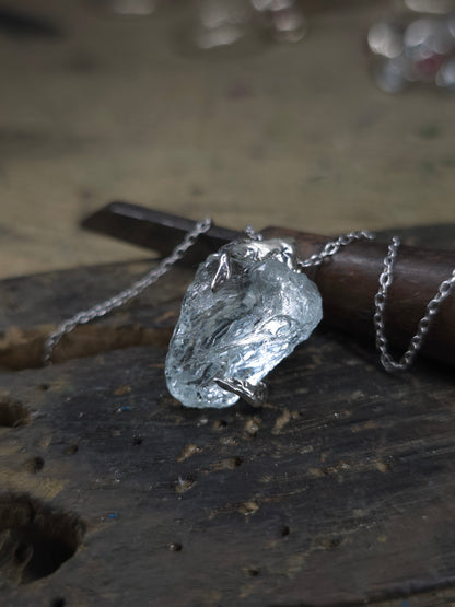 "Branches and Roots" pendant with Tumbled Aquamarine