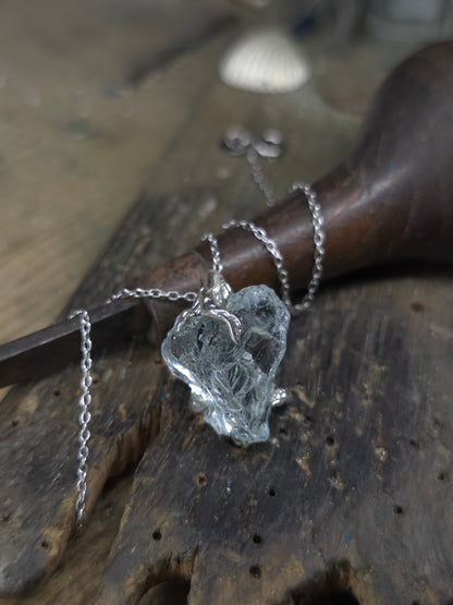 "Branches and Roots" pendant with Tumbled Aquamarine