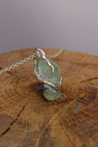 "Branches and Roots" pendant with Tumbled Aquamarine