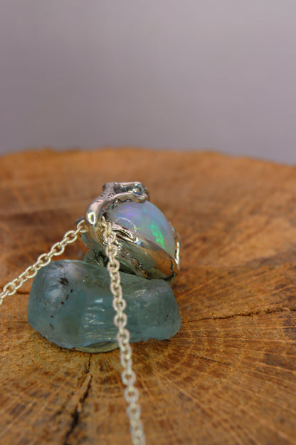 Ciondolo "Radici" con opale etiope crystal ovale
