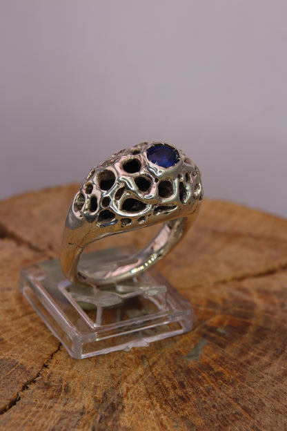 Spugna marina - Anello in argento con cianite