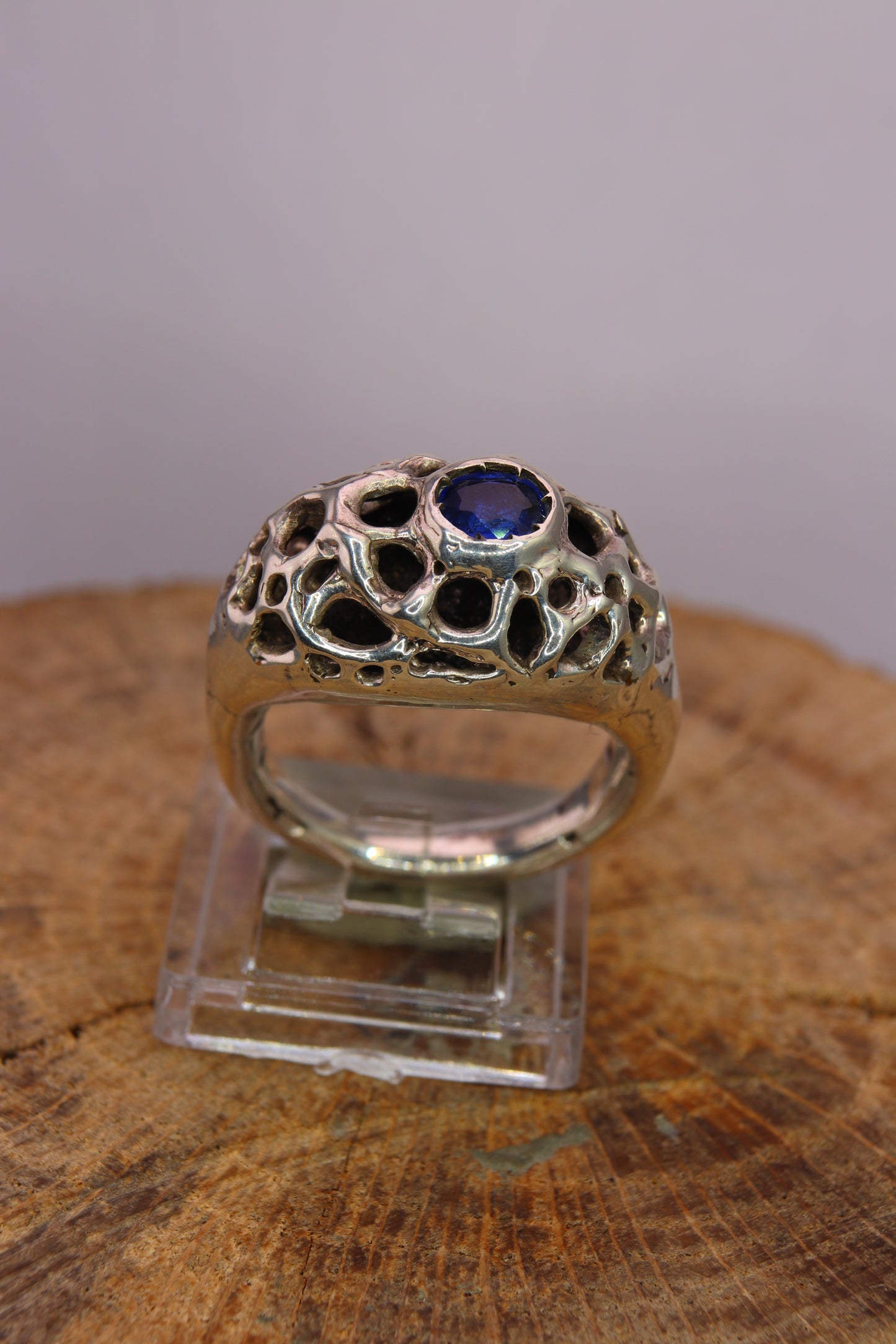 Spugna marina - Anello in argento con cianite