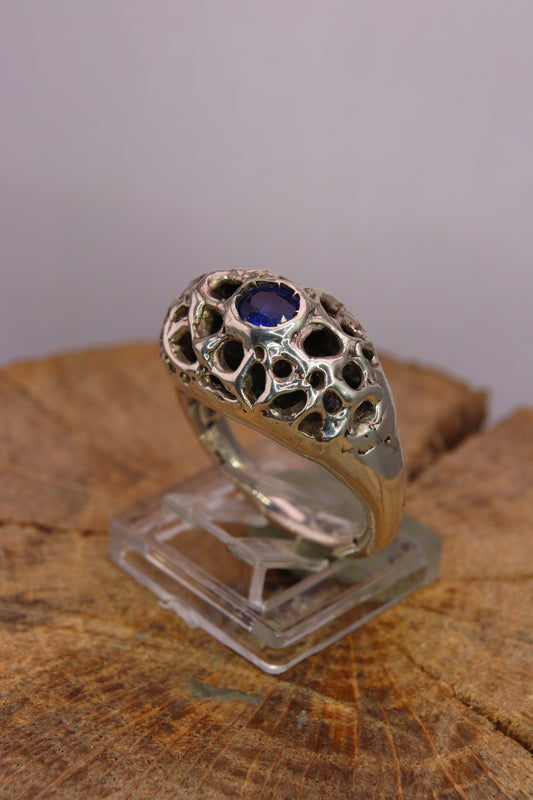 Spugna marina - Anello in argento con cianite