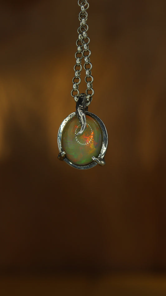 "Climbing" Pendant with Ethiopian Opal