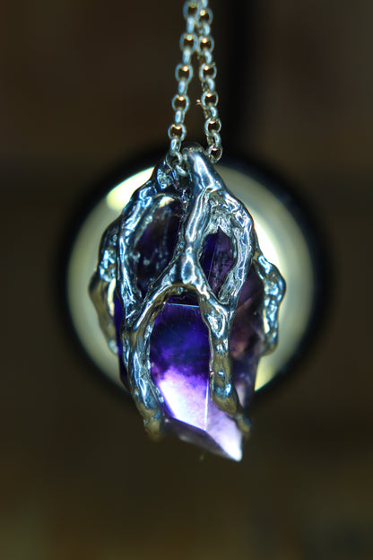 "Roots" Pendant in Silver with Partially Faceted Iolite 