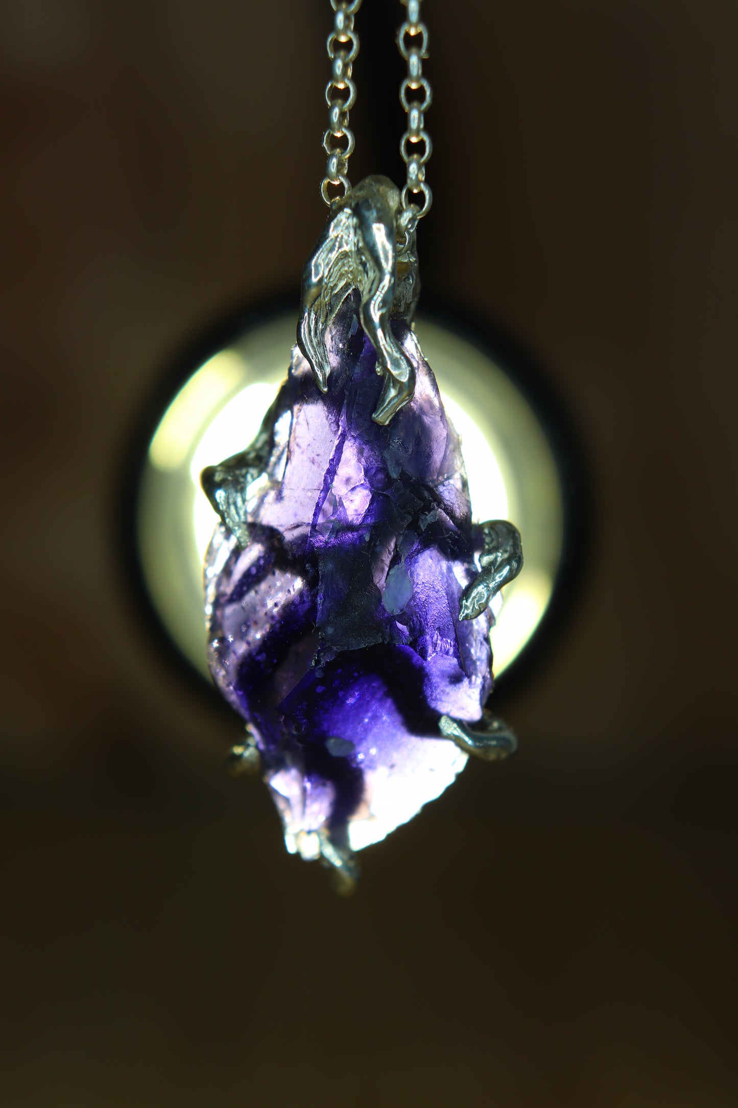 "Roots" Pendant in Silver with Partially Faceted Iolite 
