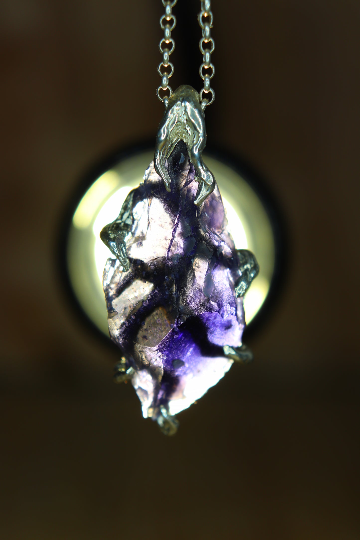 "Roots" Pendant in Silver with Partially Faceted Iolite 