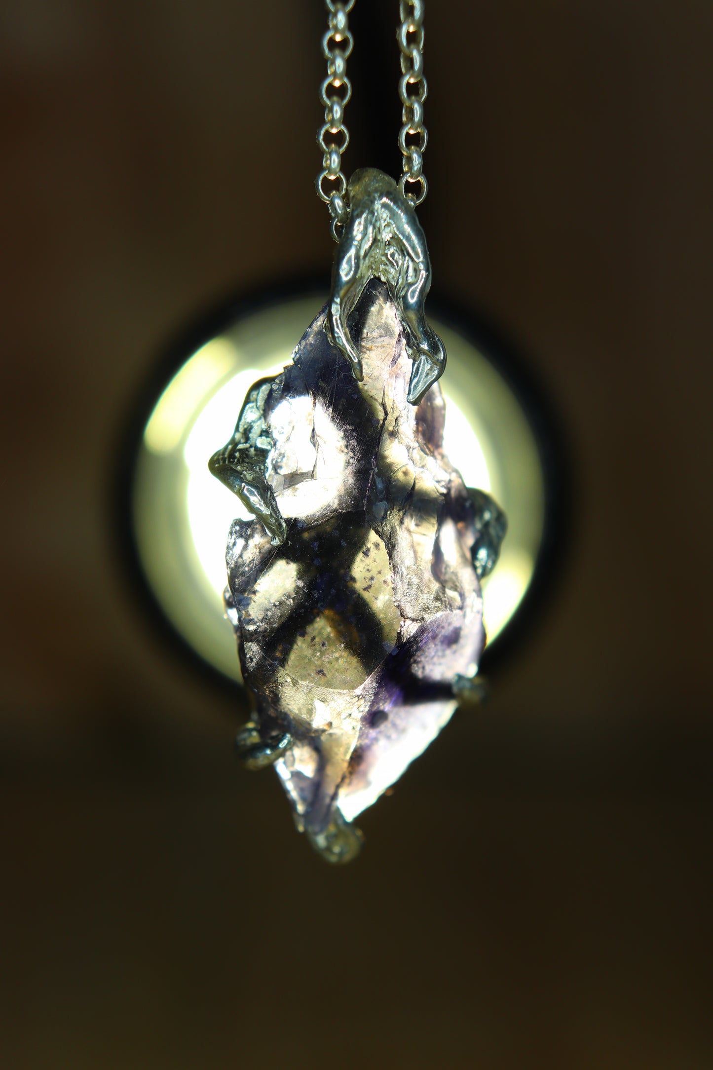 "Roots" Pendant in Silver with Partially Faceted Iolite 