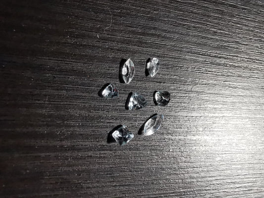 Lotto di sette Acquamarine tagli misti sfaccettati 1,34 ct totali
