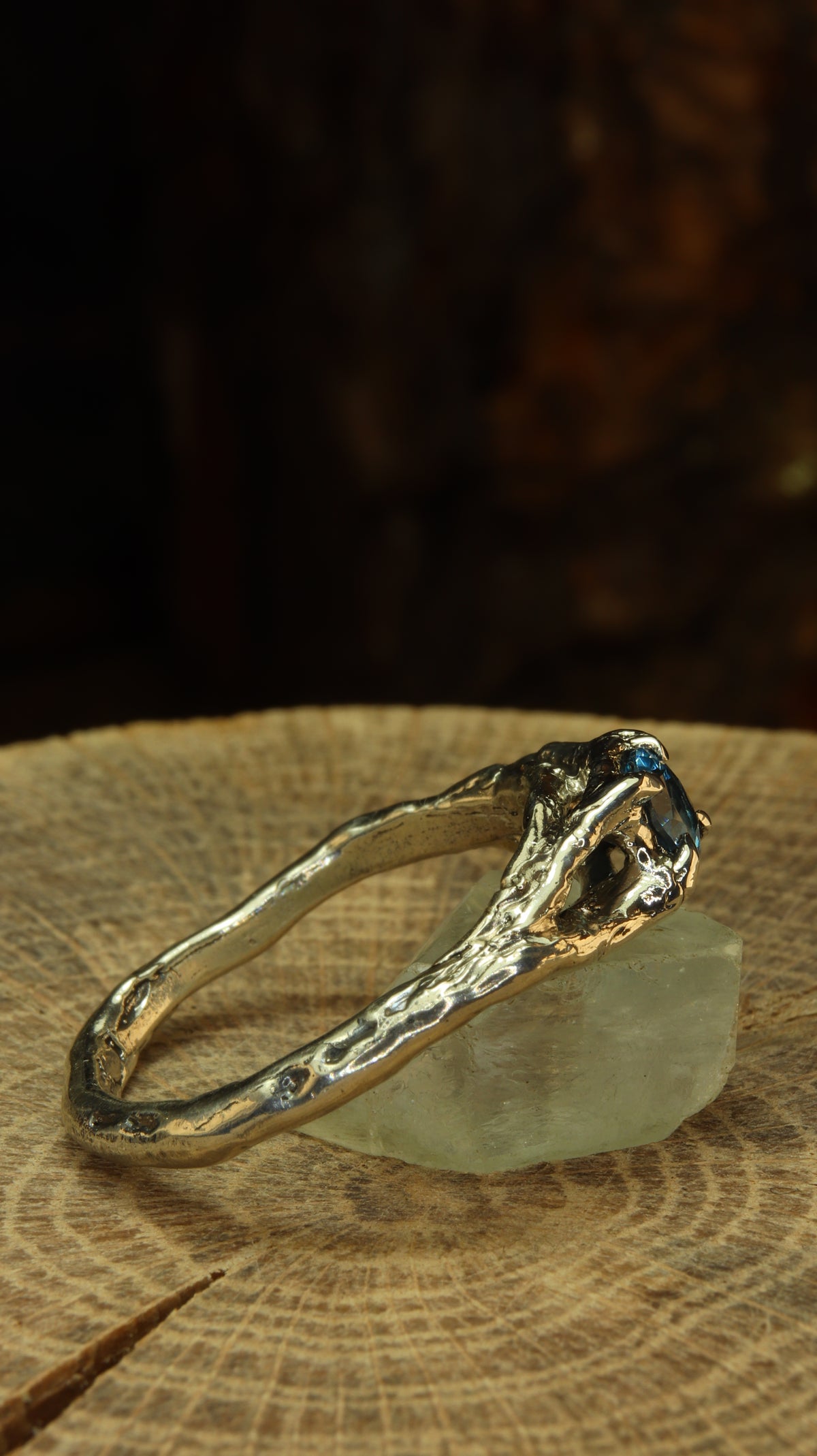 Anello Ancient Roots, fascia in argento vista dal lato opposto