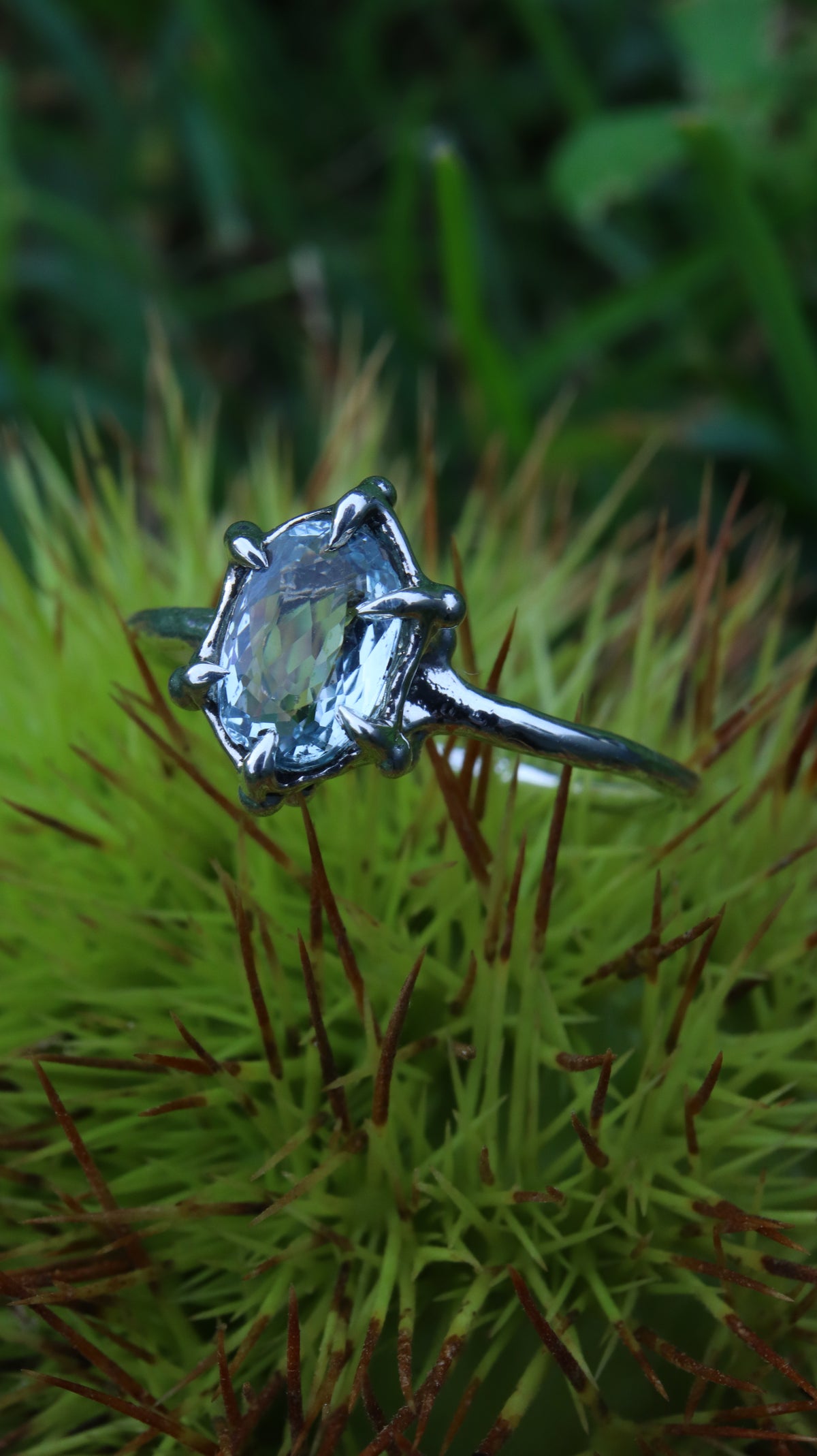 Anello "Granelli" con Acquamarina Ovale